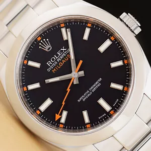 2011 Karte Rolex Herren Milgauss 116400 40MM Schwarz Ziffernblatt Edelstahl Uhr - Bild 1 von 12