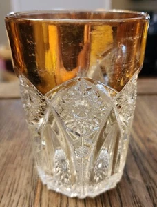 RARE EAPG 1906 INDIANA GLASS NOGI TUMBLER WITH GOLD AKA AMULET  - Picture 1 of 13