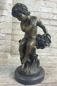 Figura pesada de querubín bronce escultura para decoración del hogar de Auguste Moreau regalo arte - Imagen 1 de 7