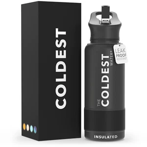 The Coldest 32 Sports Water Bottle Wide Mouth Insulated Stainless Steel-32oz Jug - Picture 1 of 326