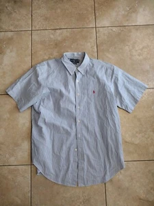 Ralph Lauren Classic Fit Seersucker Shirt Mens XL Extra Large Blue Short Sleeve - Picture 1 of 5