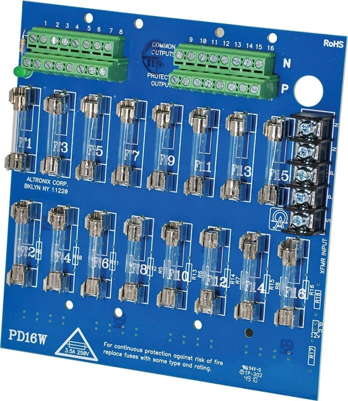 Altronix Fuse Block Distribution Module 16 Fused Outputs 28VAC/VDC Board PD16W - Image 1 of 1