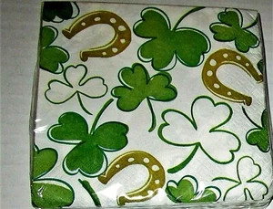 ST PATRICK'S DAY LUNCHEON NAPKINS 36 Ct 2 Ply 12.7/8" X 12 3/4" LUCKY HORSESHOE - Picture 1 of 1