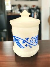 Vintage Hazel Atlas Milk Glass Sweet Pea Lidded Jar Spice Jar