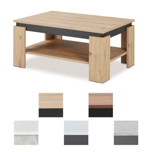 Couchtisch Sofatisch Wohnzimmertisch Beistelltisch Beton-Eiche-Optik Ablagefach - Bild 1 von 43