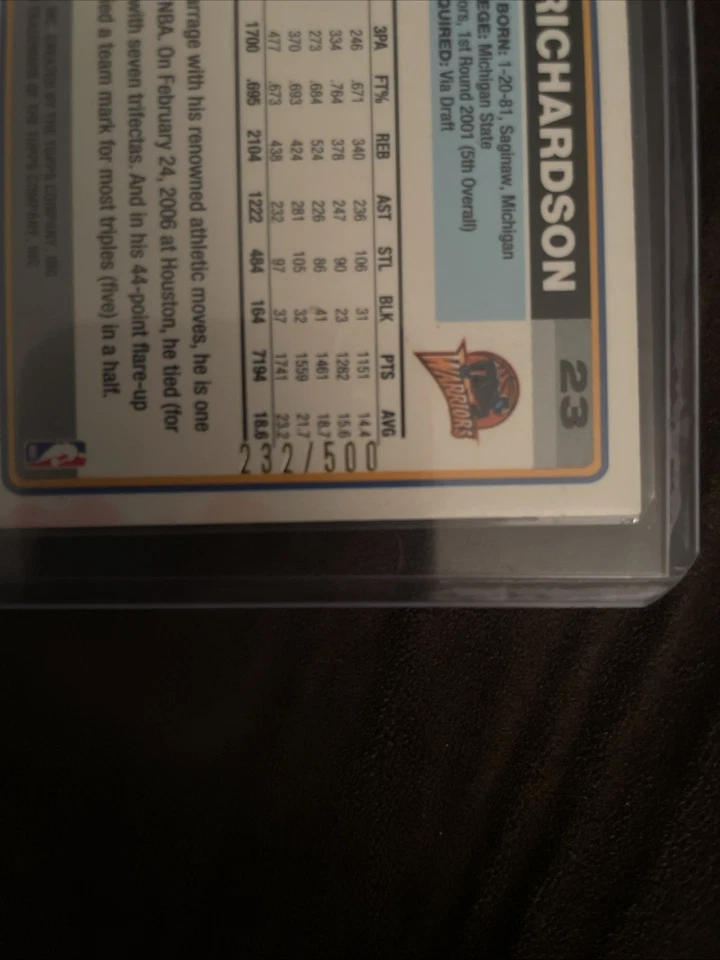 Jason Richardson Gold 232/500 #23 2006 - Image 1 of 4