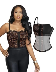 Popilush Corset Top Shirt Shapewear size S 4-6 Leopard Print/Detachable Straps - Picture 1 of 12