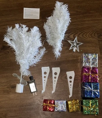 Mini white artificial Christmas tree set- 2ft Tree W/ Star, Gift Props- Works - Image 1 of 4