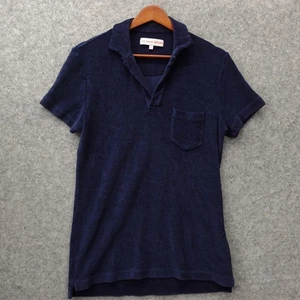 Orlebar Brown Polo Shirt Mens XS Navy Blue Terry Towelling Resort Johnny Collar - Picture 1 of 11