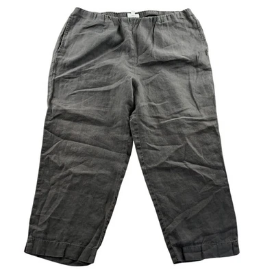 Брюки-капри женские J.Jill средние любовные льняные серые эластичные на талии широкие повседневные - Изображение 1 из 4