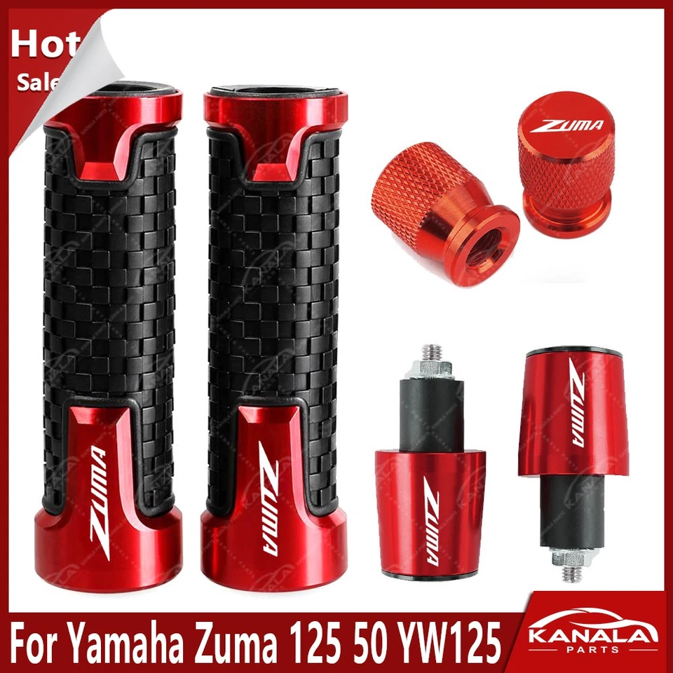 3PCS Handlebar 7/8" Hand Grips Handle Bar End Cap For Yamaha Zuma 125 50 YW125 - Image 1 of 1