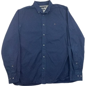 Tommy Hilfiger Dress Shirt Slim Patterned Blue Mens XL - Picture 1 of 6