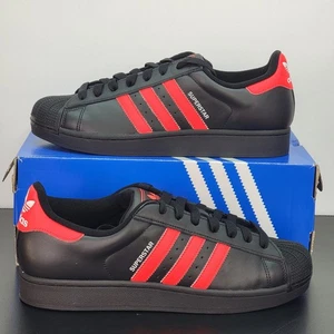 Adidas Superstar Para Hombre Talla 12 Zapatos Atléticos Negros Rojos Tenis Informales - Imagen 1 de 9