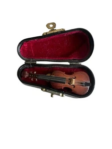 Spilla vintage 3" miniatura legno violino bavero spilla con custodia nera - Foto 1 di 7