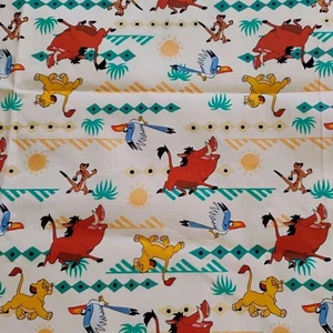 Fabric Disney's The Lion King Simba Pumbaa Timon Zazu- Two Panels - Picture 1 of 11
