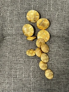 Lanvin Waterbury gold metal logo pattern blazer replacement button set 12 - Picture 1 of 3