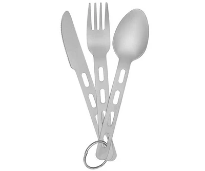 Essbesteck ultraleichtes Edelstahl Camping-Besteck Set Messer Gabel Löffel 73 g - Bild 1 von 2