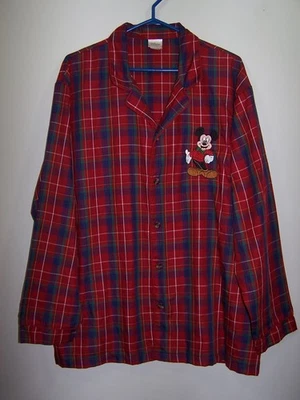 Vtg. Disney Store Men's Button Up Long Sleeve Plaid Mickey Mouse Pajama Shirt L - Image 1 of 3