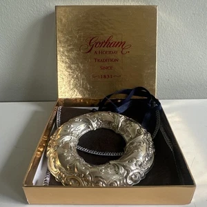 Gorham Sterling Silver 1989 Holiday Wreath Christmas Tree Ornament Original Box - Picture 1 of 9