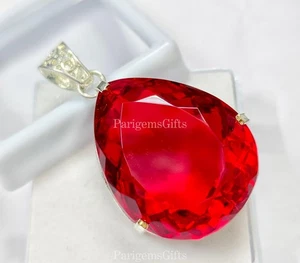 Best Quality 68+ Ct Red Topaz German Silver Solitaire Pear Cut Gemstone - Picture 1 of 5