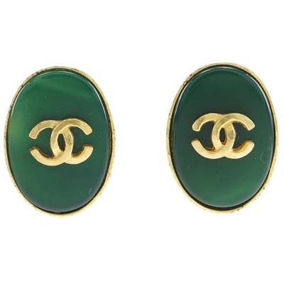 Pendiente Marca CHANEL COCO Vintage Chapado en Oro Verde 18.72g Mujer Foto 1 de 4