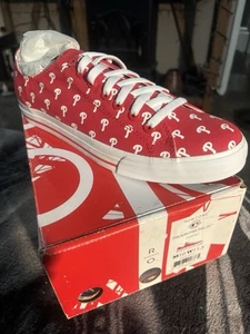 MLB Philadelphia Phillies Row One Logo Mens Low Top Red Canvas Sneakers Size 10 - Picture 1 of 7