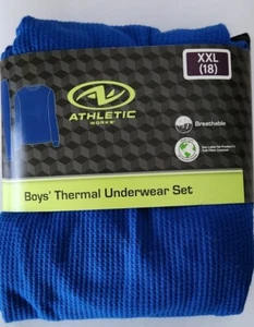 Athletic Works Boys XL 18 2-Piece Thermal Long Underwear Set Blue Waffle B#10724 - Picture 1 of 4