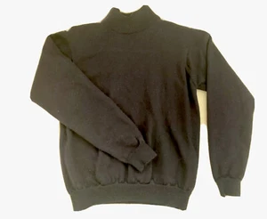 VTG Charter Club Classic Wool Sweater Mock Neck Padded Shoulder Girls M Navy - Picture 1 of 12