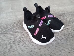 Puma Baby Size 5 C 386828-01 Axelion Slip On Toddler Girls Sneakers Casual Black