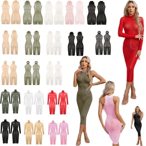 Womens Nightwear Dating Dress Party Gown Bodycon Clubwear High Stretchy Halter - Picture 1 of 135