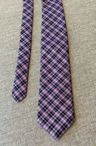 Nordstrom Tie 100% Silk Purple Plaid 3.5 Inch Made in USA - Picture 1 of 3