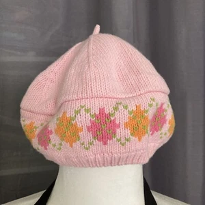 Vtg 2004 Baby Gap Light Pink Patterned Lined Knit Beret Style Hat 6-12 Months - Picture 1 of 6