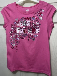 Rosa Shirt Mädchen Größe 10/12 Large "Best Friends" - Bild 1 von 3