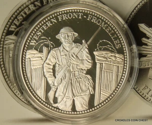 FIRST WORLD WAR MACQUARIE MINT MEDALLION WESTERN FRONT FROMELLE SILVER CERT #2 - Picture 1 of 4