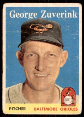 1958 Topps TINY CREASE #6 George Zuverink Baltimore Orioles - Image 1 of 2