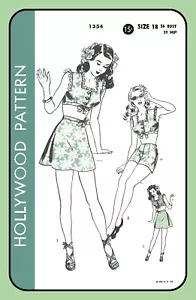 Zweiteiliger Spielanzug BH Top Rock Shorts Hollywood 1354 SELTEN Vintage 1944 Nähmuster - Bild 1 von 5