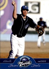 2013 Asheville Tourists Grandstand 27 Jason Stolz Marietta Georgia Baseball Card