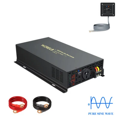 5000W Pure Sine Wave Inverter 12V to 230V Power Truck Car Van Boat Wire Switch - image 1 of 4