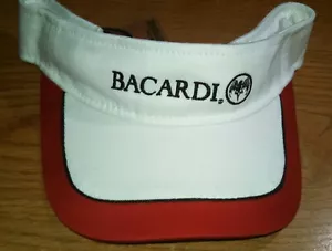 Bacardi Rum Embroidered Logo Visor Hat (White / Red, Adjustable) - Picture 1 of 4