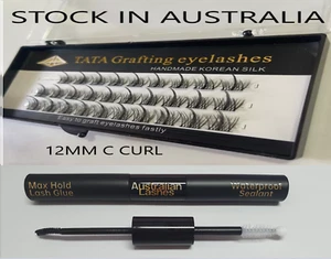 Fake Eyelash 12mm C Curl Cluster Bloom Eyelash MAXHOLD GLUE & Waterproof Sealant - Picture 1 of 8