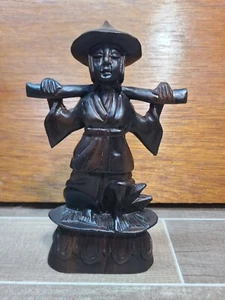 Vintage handgeschnitzte Holzfigur Bauer Asiatisch - Bild 1 von 8