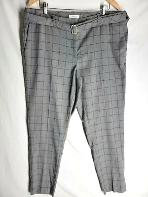  NWT Calvin Klein Women's Pants Gray Plaid Modern Ankle Stretch Trousers 14W - Image 1 of 4