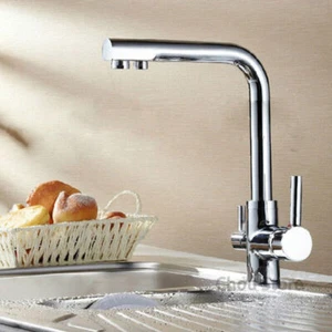 Küche 3 Wege RO gefiltert schwenkbar Auslauf Spültisch Wasserhahn kaltWarm Mixer Trinkwasserhahn - Bild 1 von 3