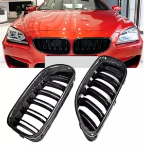 REAL Carbon Bumper Grille Grill Cover For BMW F06 F12 F13 M6 640i 650i 2012-2019 - Imagen 1 de 10