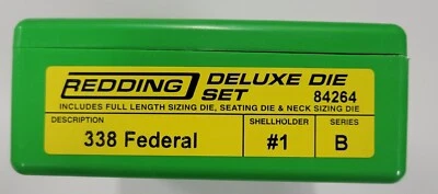 84264 REDDING 3-DIE FULL LENGTH / NECK DELUXE DIE SET - 338 FEDERAL - BRAND NEW - Image 1 of 2