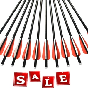 A dozen Crossbow Bolts Fiberglass Arrows Flat Nock for Archery Outdoor Hunting  - Picture 1 of 9