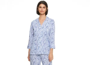 Lauren Ralph Lauren Damen Stehkragen Strick Pyjama TOP Blau, XS - Bild 1 von 3