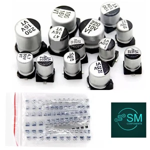 130PCS (1uF-220uF) 13Value DIY Aluminum SMD Electrolytic Capacitor Assorted Kit - Picture 1 of 6