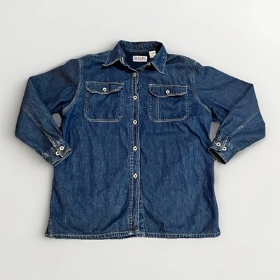 Bill Blass Denim Lined Mens Jean Barn Shirt 90s Y2K Small Chore Work Vintage - Image 1 of 4