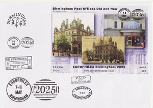 GB Stamps Souvenir Cover Europhilex sheet (10) Birmingham Post Offices 2025 - Picture 1 of 1